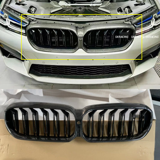 Real Carbon Fiber Front Grille Grill Cover for BMW 5 Series M5 F90 2021-2023