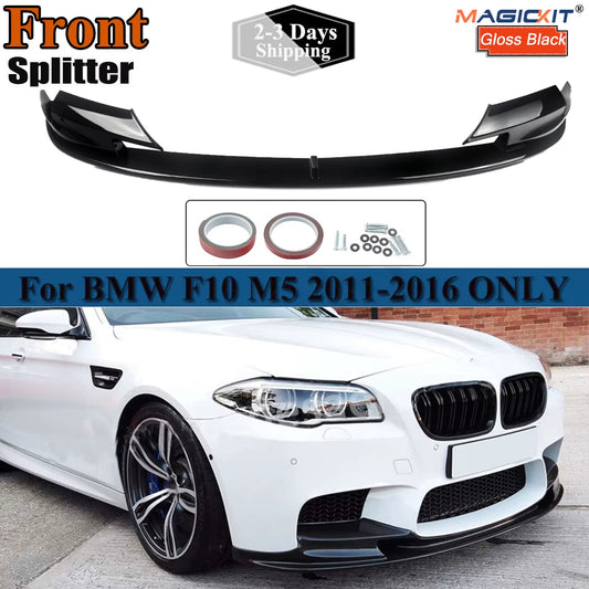 Car Front Bumper Lip Chin Splitters for BMW 5 Series F10 M5 Model 2010-2016 Body Kit Aprons Cover Guard Trim