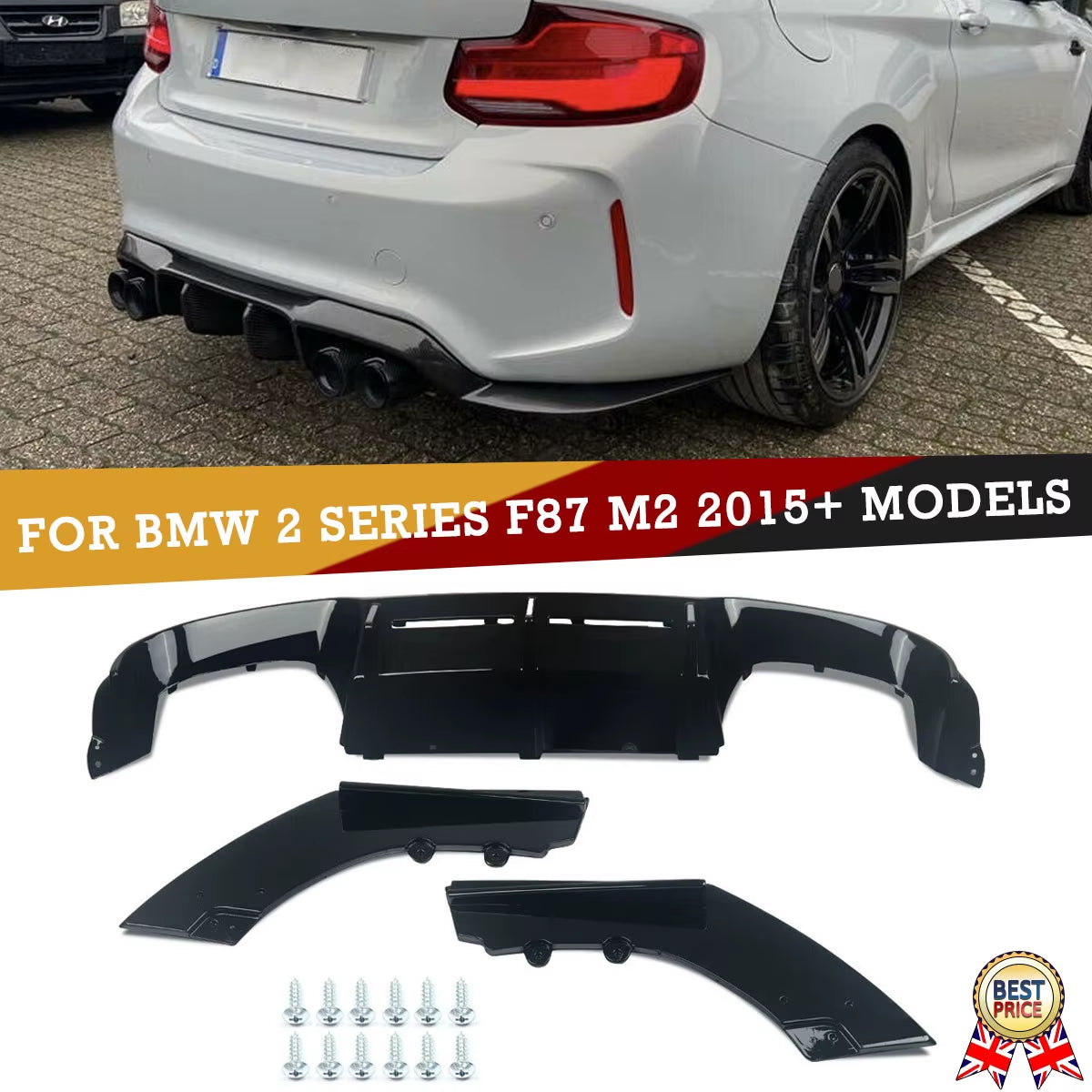 Magickit for BMW M2 F87 GLOSSY BLACK REAR DIFFUSER SPLITTER VALANCE 3PC MTC STYLE 2015+ Bmw M2 Accessories TOOLS