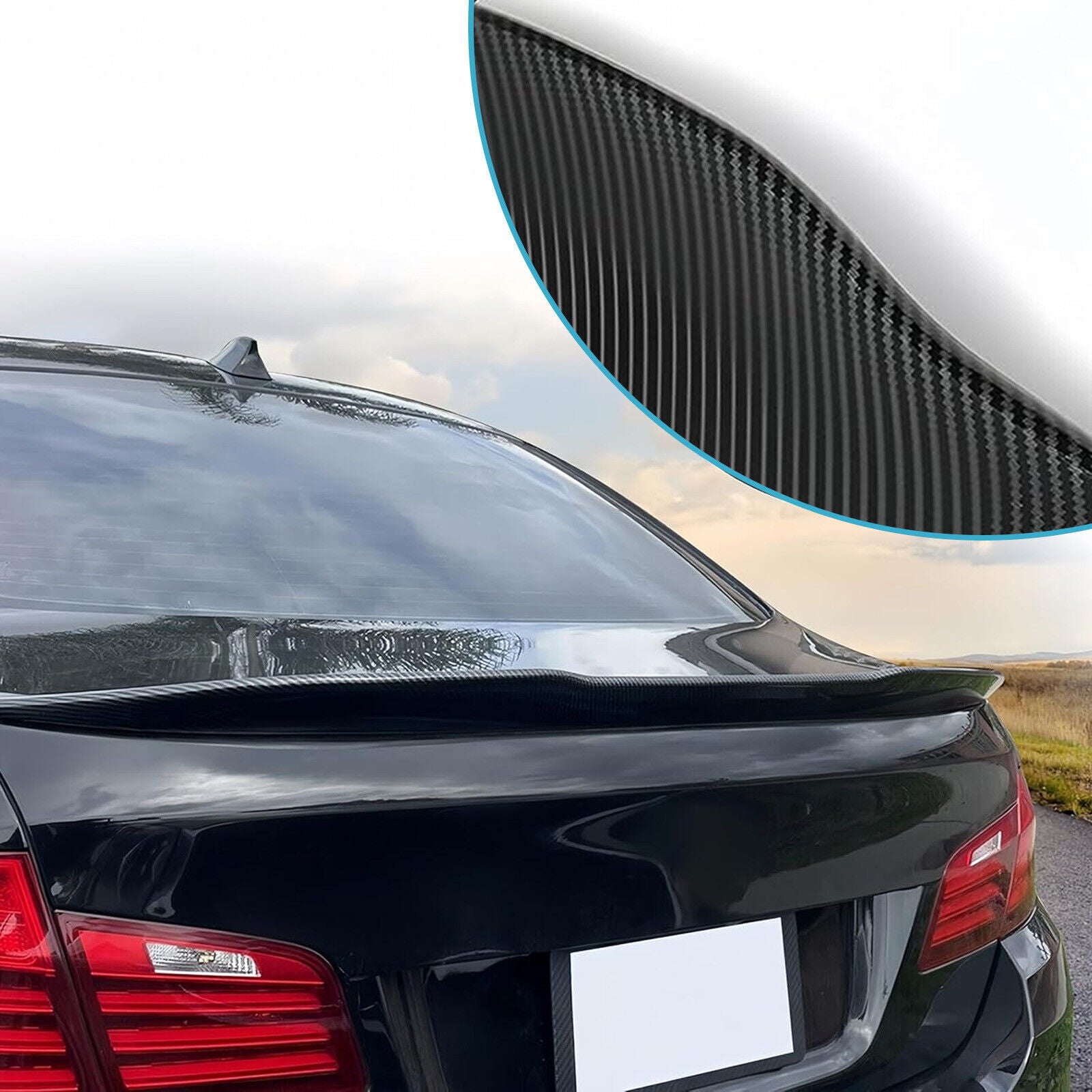 Rear Trunk Spoiler PSM Carbon Style for BMW F80 F30 M3 3 Series Sedan ABS 12-18