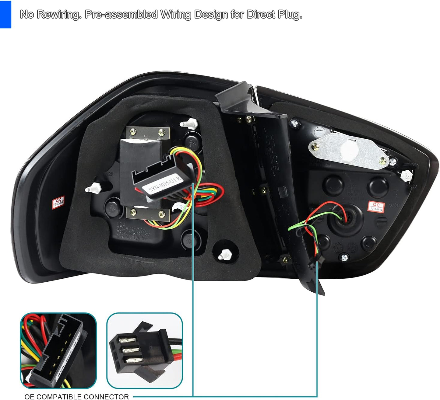 Black LED Tube Tail Lights Compatible with 2005-2008 BMW E90 3-Series 4-Door Sedan, Left + Right Pair Assembly