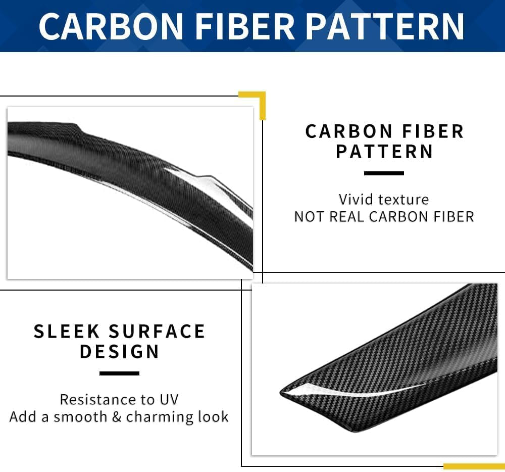 Carbon Fiber Pattern E90 Spoiler Psm-Style Compatible with (2005-2012) 3-Series E90 Sedan / E90 M3 Sedan