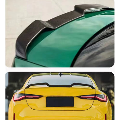 For BMW M3 G80 G22 M4 G82 2021+ Dry Carbon Fibre V Style Tail Fins Rear Spoiler Guide Wing Rear Wing Body Kit Decoration