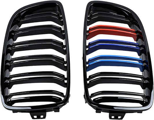 Dual Line Kidney Grille Compatible with 2014-2019 BMW F32 F33 F36 4-Series F82 F83 M4 F80 M3 (Glossy Black M-Color)