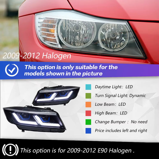Car Lights for BMW E90 3 Series 2005-2012 LED Auto Headlight Assembly 318I 320I 325I Upgrade Laser Kit Design Tool Accessories