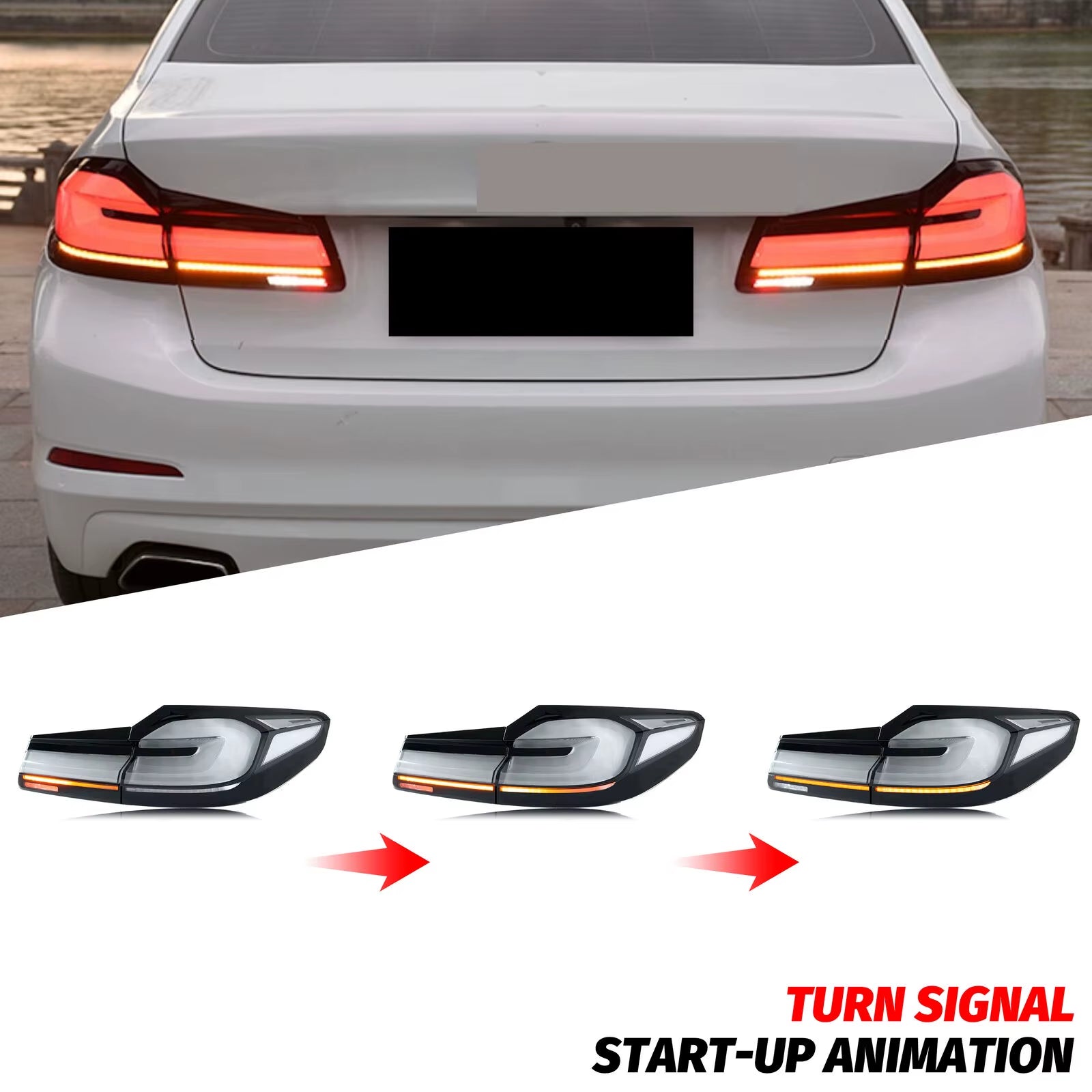 LED Tail Lights for BMW G30 F90 M5 5-Series 2017-2020 Sequential Turn Signal Blue Start-Up Animation Rear Lamps Assembly