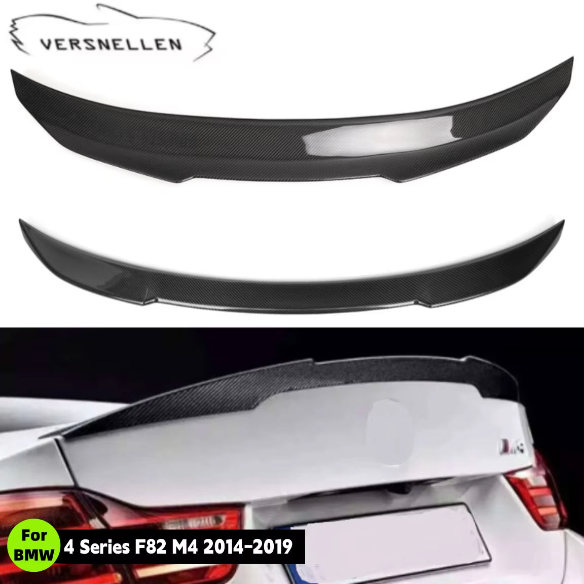 For BMW 4 Series F82 M4 2014-2019 PSM Style Real Carbon Fibe Rear Trunk Lid Car Spoiler Wings Boot Lip Tuning Accessories