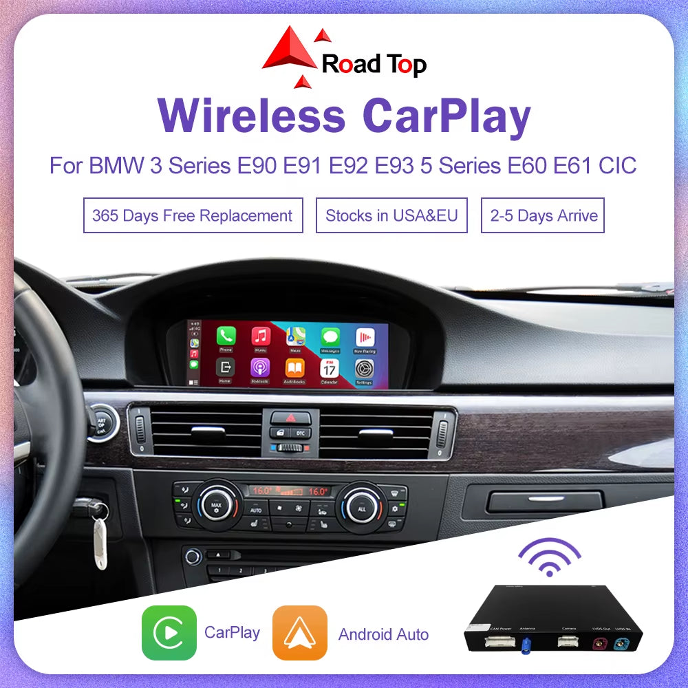 Wireless Carplay for BMW 3 Series E90 E91 E92 E93 5 Series E60 E61 2008-2013 Android Auto Carplay Mirror Link Airplay Car Play