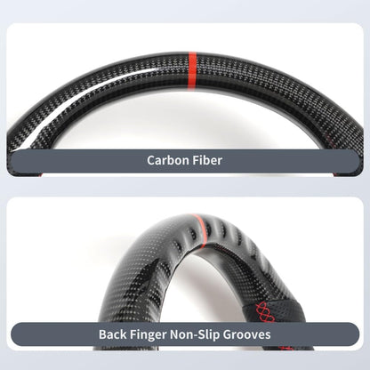 Real Carbon Fiber Steering Wheel, D-Shaped Flat Bottom Steering Wheel with Red Indicate Fit for BMW M3 E90 E92 E93 2005-2012(Large Paddle Shifter Holes Version)