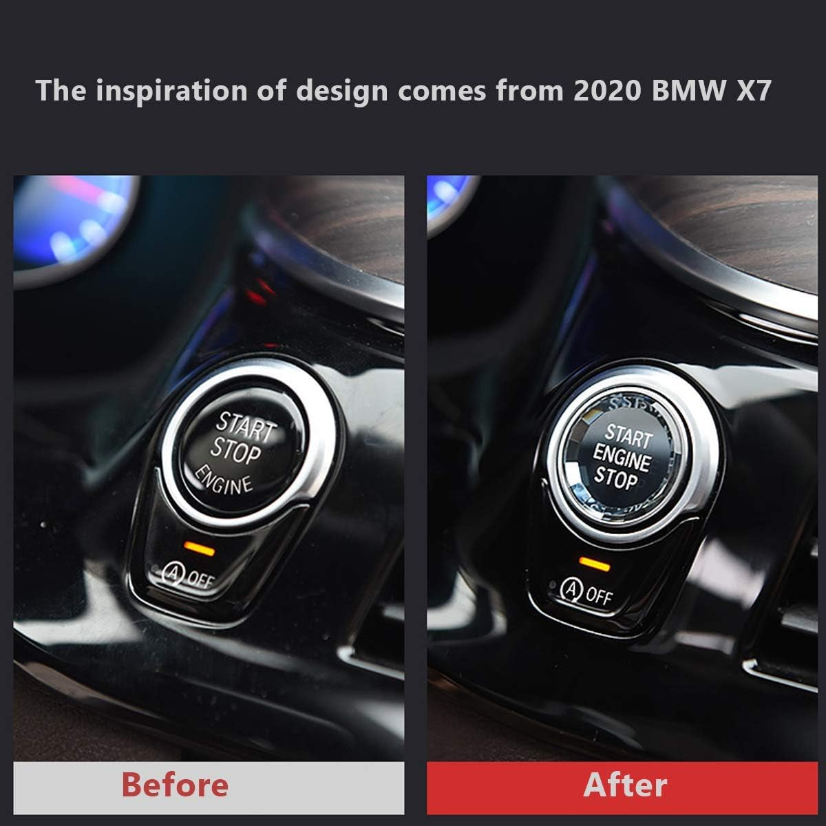 Compatible with BMW Crystal Start Stop Button, Engine Power Ignition Start Stop Button Replacement(Fits: BMW 1 2 3 4 5 6 7 X1 X3 X4 X5 X6,F22 F30 F10 F32 F01 F15 G01 G30 G31 G11 G12)