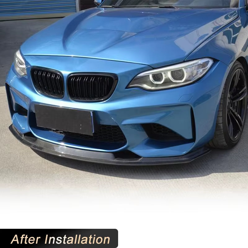 Carbon Fiber Car Front Bumper Lip Spoiler for BMW F87 M2 Base Coupe 2-Door 2016-2018 Auto Racing Front Lip Chin Apron Body Kit
