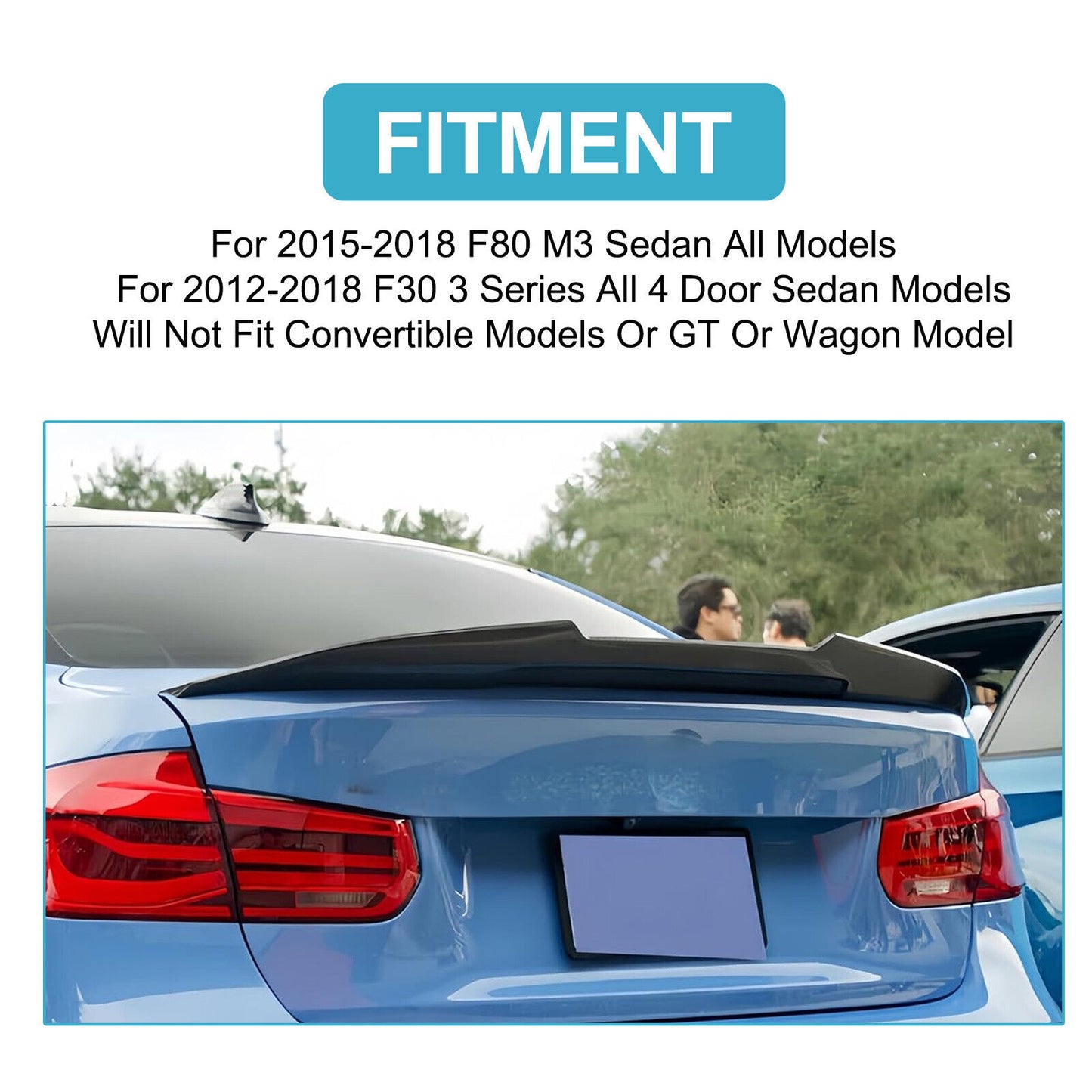 Rear Trunk Spoiler PSM Carbon Style for BMW F80 F30 M3 3 Series Sedan ABS 12-18