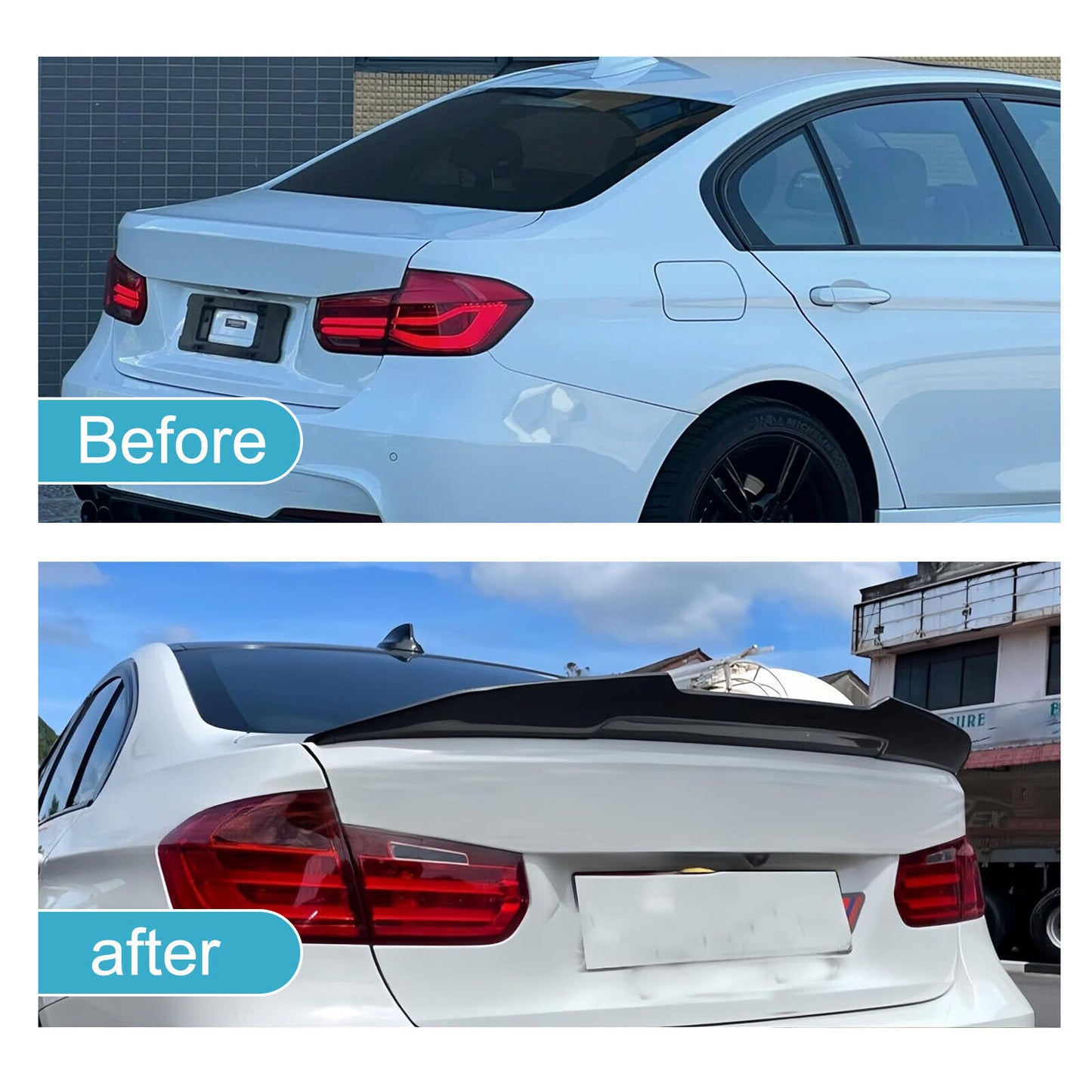 Rear Trunk Spoiler PSM Carbon Style for BMW F80 F30 M3 3 Series Sedan ABS 12-18