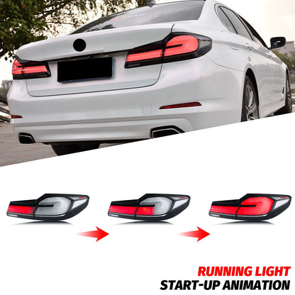 LED Tail Lights for BMW G30 F90 M5 5-Series 2017-2020 Sequential Turn Signal Blue Start-Up Animation Rear Lamps Assembly
