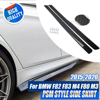 Carbon Fiber Black Side Skirts for BMW F80 M3 F82 M4 2015-2020 Extenstion Lip