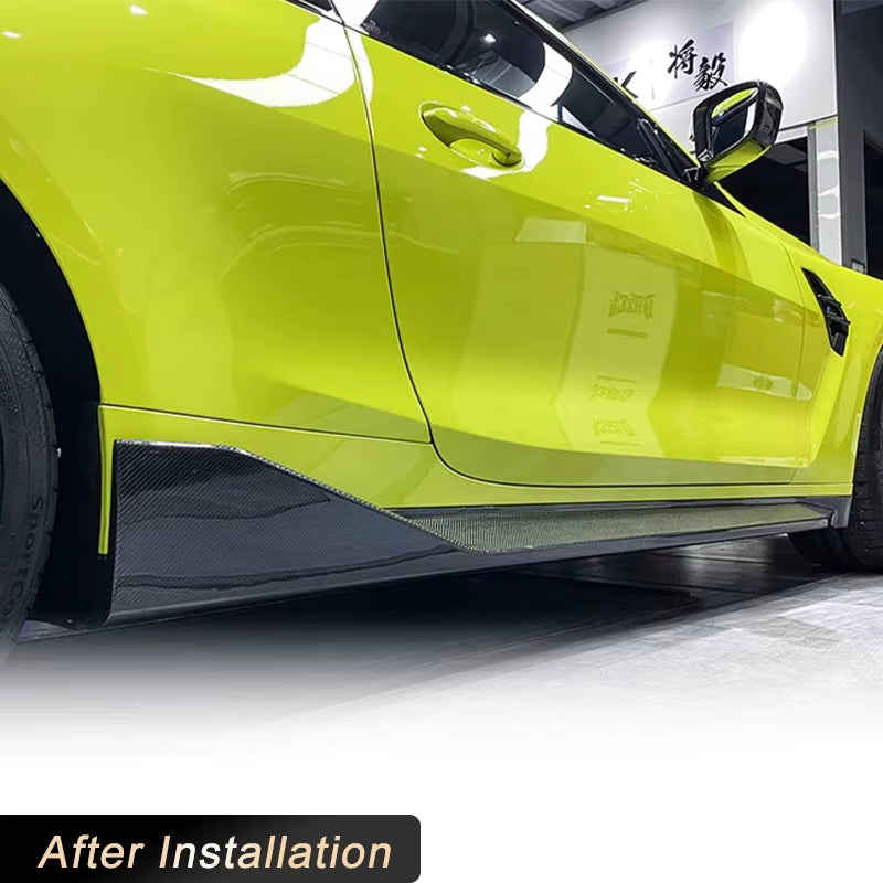 Carbon Fiber Side Skirts Extensions for BMW G82 M4 Coupe 2-Door 2021 2022 Car Racing Side Door Bumper Apron Lip Body Kits