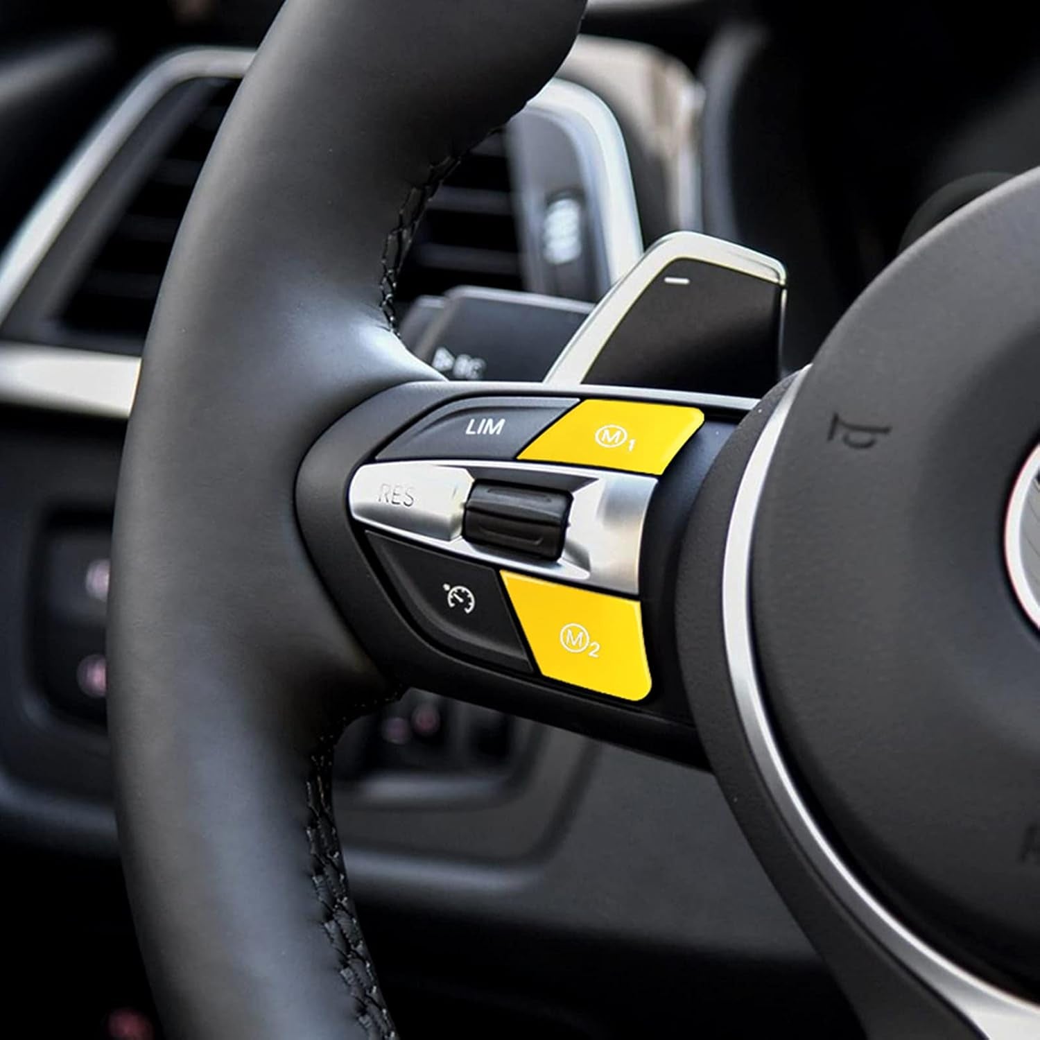 Yellow M1 M2 Mode Buttons Replacement for BMW Steering Wheel M3 M4 M5 M6 X5M X6M F80 F82 F83 F10 F15 F16 F21 F30 F32 F33 F36 F06 F12 Push Button No Functional
