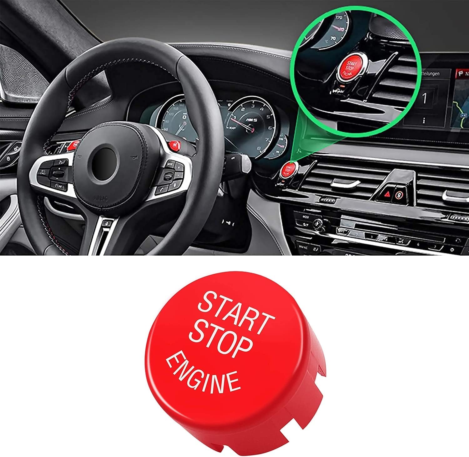 Compatible with BMW Crystal Start Stop Button, Engine Power Ignition Start Stop Button Replacement(Fits: BMW 1 2 3 4 5 6 7 X1 X3 X4 X5 X6,F22 F30 F10 F32 F01 F15 G01 G30 G31 G11 G12)