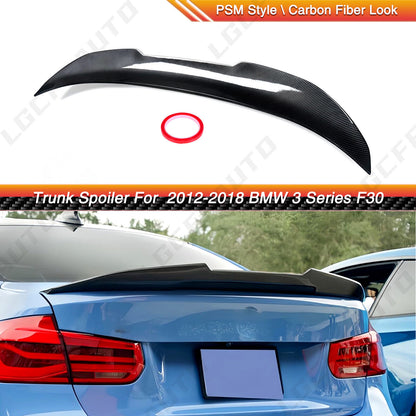 Rear Trunk Spoiler PSM Carbon Style for BMW F80 F30 M3 3 Series Sedan ABS 12-18