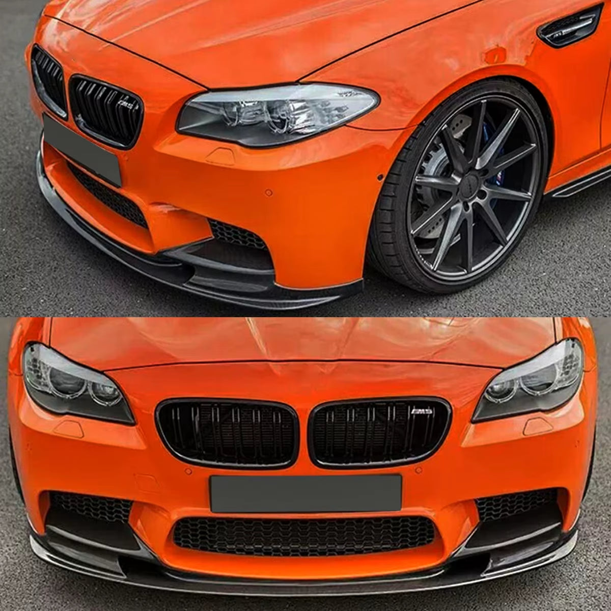 Front Lip Carbon Fiber Look Fits for 2012-2016 BMW 5 Series F10 M5 Front Bumper Spoiler Splitter Lip