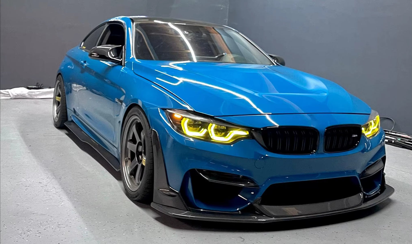 For BMW F80 M3 F82 F83 M4 2015-202 Front Bumper Lip Spoiler Splitter Body Kit Cars Accessories Carbon Fiber Print Glossy Black