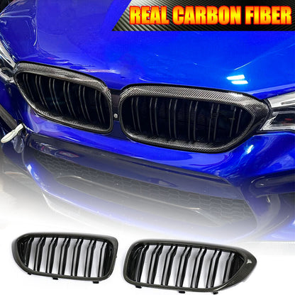 For BMW 5 Series G30 G31 G38 F90 M5 REAL CARBON Front Kidney Grill Grille 17-19