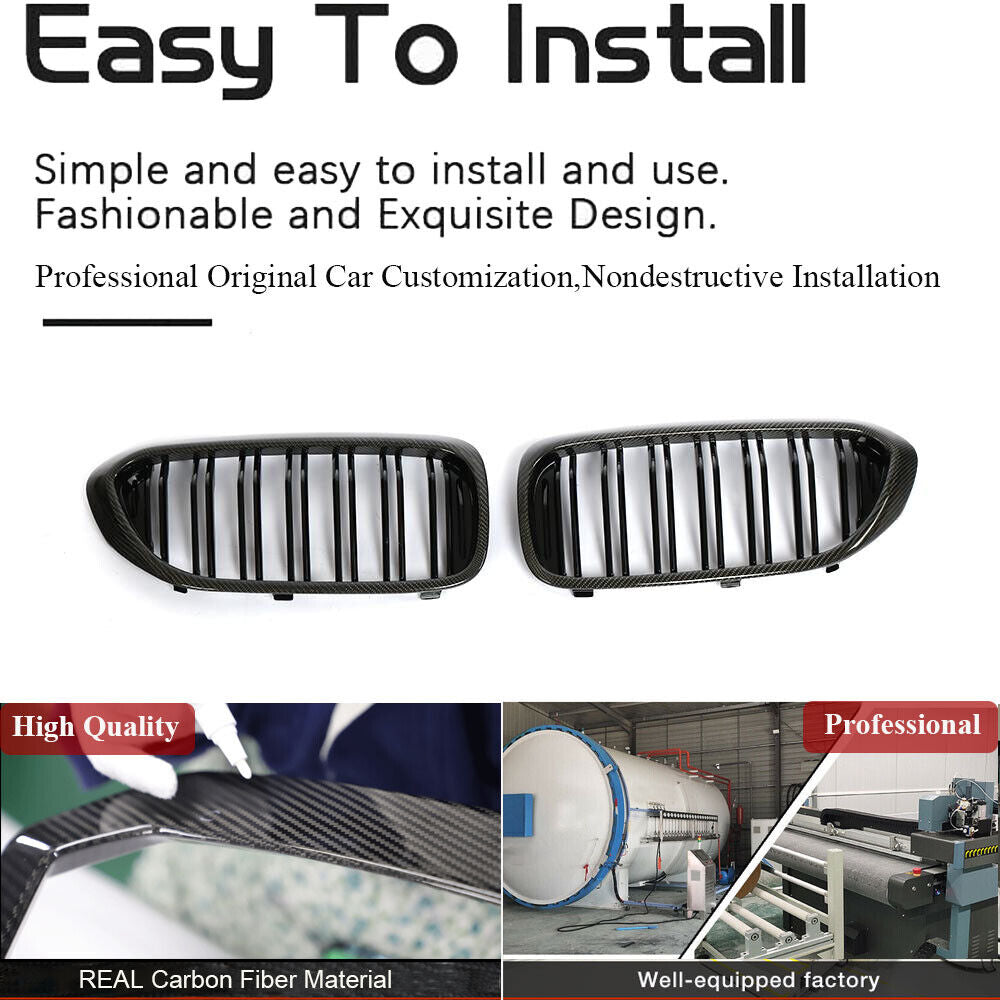 For BMW 5 Series G30 G31 G38 F90 M5 REAL CARBON Front Kidney Grill Grille 17-19