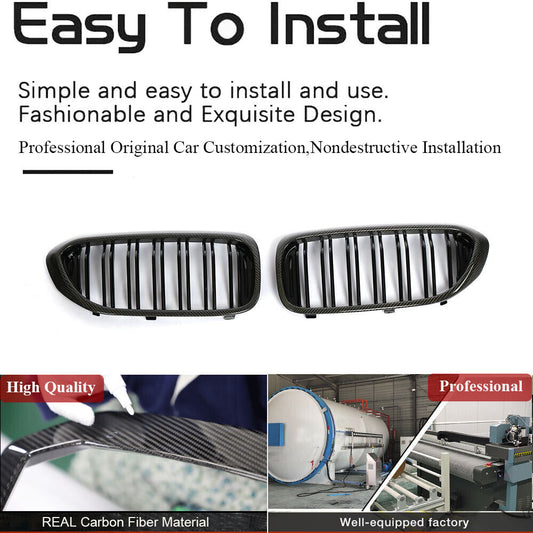 For BMW 5 Series G30 G31 G38 F90 M5 REAL CARBON Front Kidney Grill Grille 17-19
