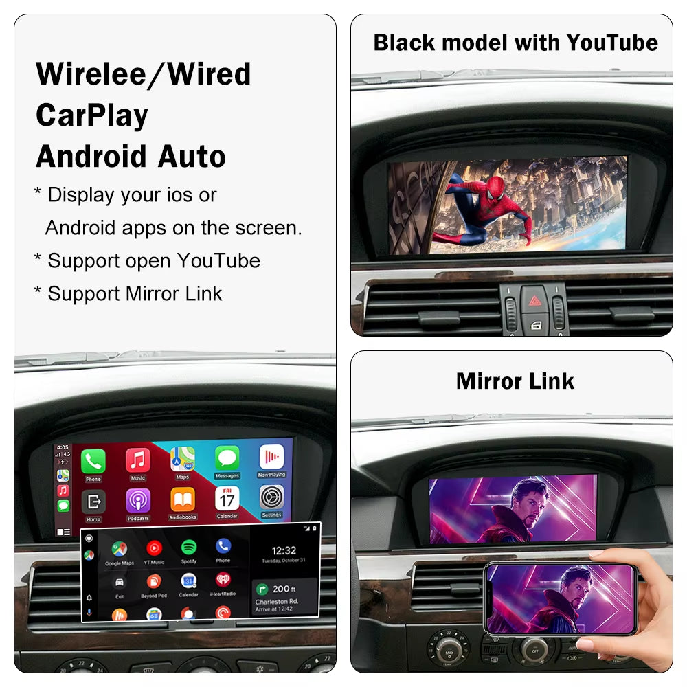 Wireless Carplay for BMW 3 Series E90 E91 E92 E93 5 Series E60 E61 2008-2013 Android Auto Carplay Mirror Link Airplay Car Play