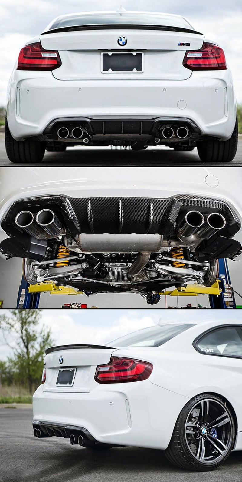 Performance Style Carbon Fiber Rear Lip Bumper Diffuser Compatible for 2016-2020 BMW F87 M2 M2 Competition