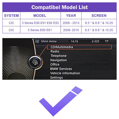 Wireless Carplay for BMW 3 Series E90 E91 E92 E93 5 Series E60 E61 2008-2013 Android Auto Carplay Mirror Link Airplay Car Play