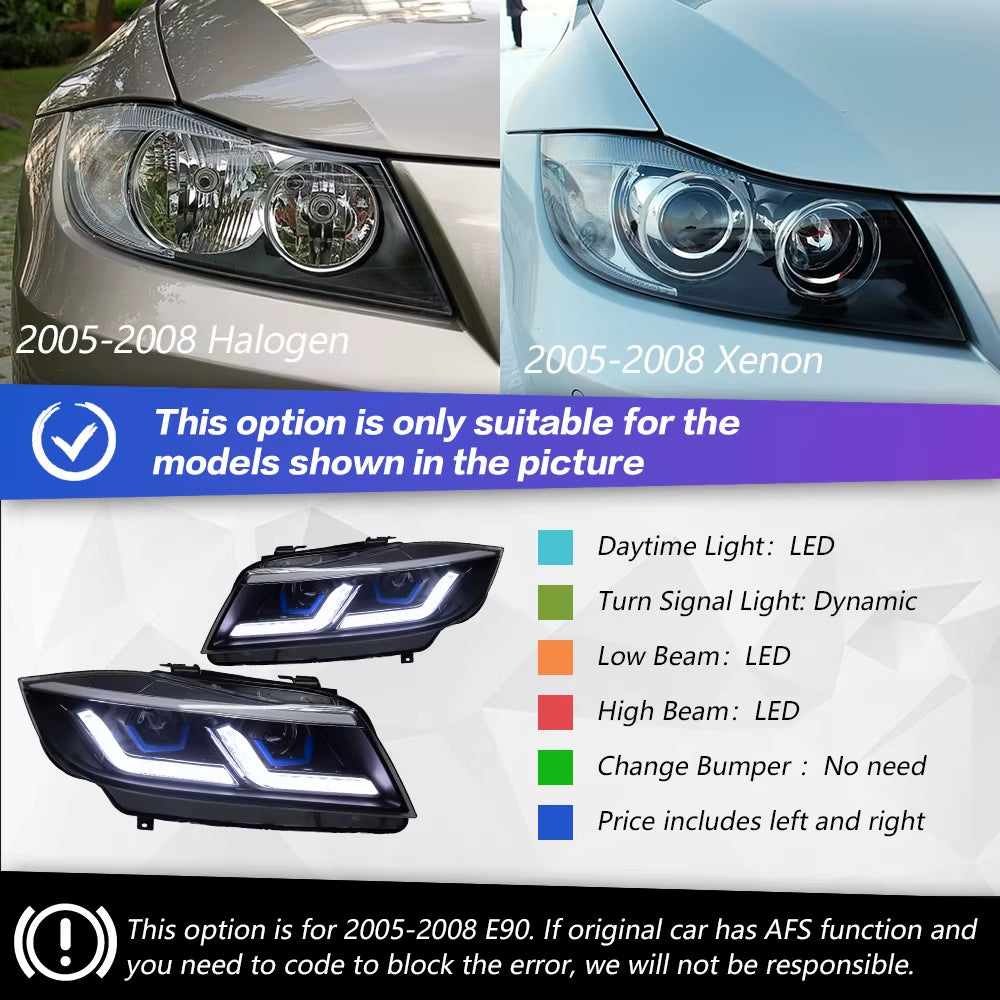 Car Lights for BMW E90 3 Series 2005-2012 LED Auto Headlight Assembly 318I 320I 325I Upgrade Laser Kit Design Tool Accessories