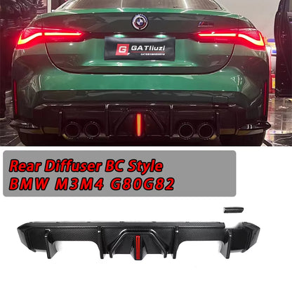Dry Carbon Fiber G80 Rear Bumper Diffuser BC Style for BMW M3 G80 M4 G82 G83 Upgrade with LED Lights Rear Bumper Lip Kits 2021+
