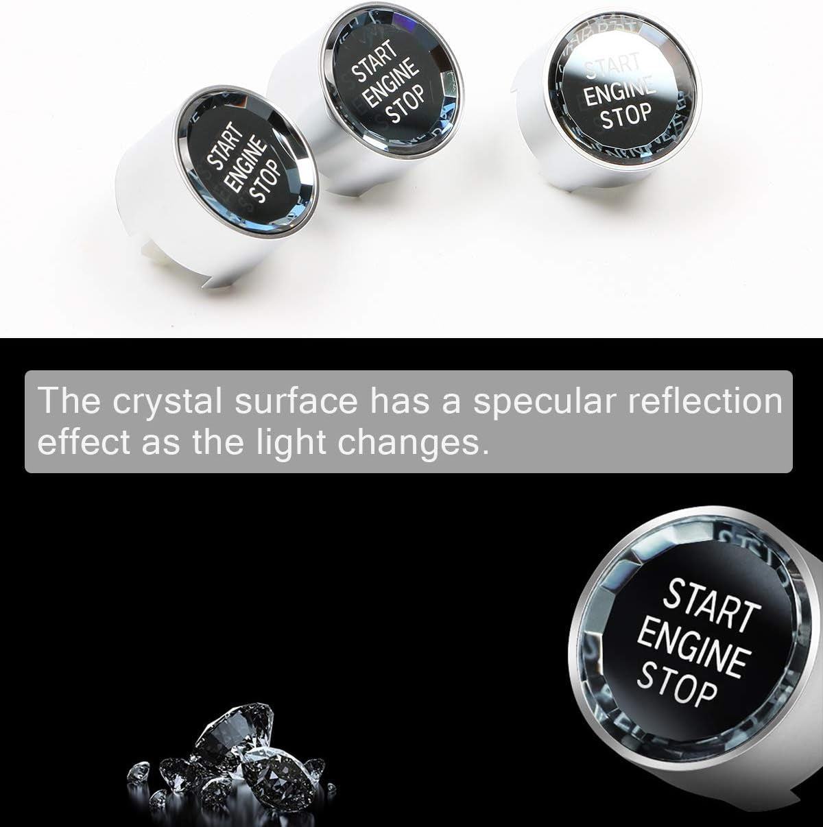 Compatible with BMW Crystal Start Stop Button, Engine Power Ignition Start Stop Button Replacement(Fits: BMW 1 2 3 4 5 6 7 X1 X3 X4 X5 X6,F22 F30 F10 F32 F01 F15 G01 G30 G31 G11 G12)