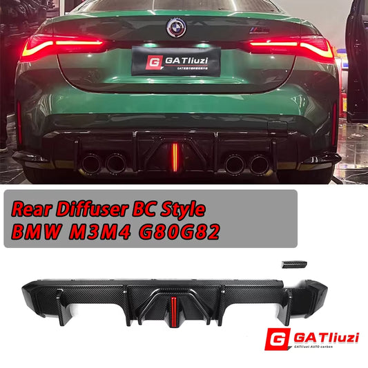 Dry Carbon Fiber G80 Rear Bumper Diffuser BC Style for BMW M3 G80 M4 G82 G83 Upgrade with LED Lights Rear Bumper Lip Kits 2021+