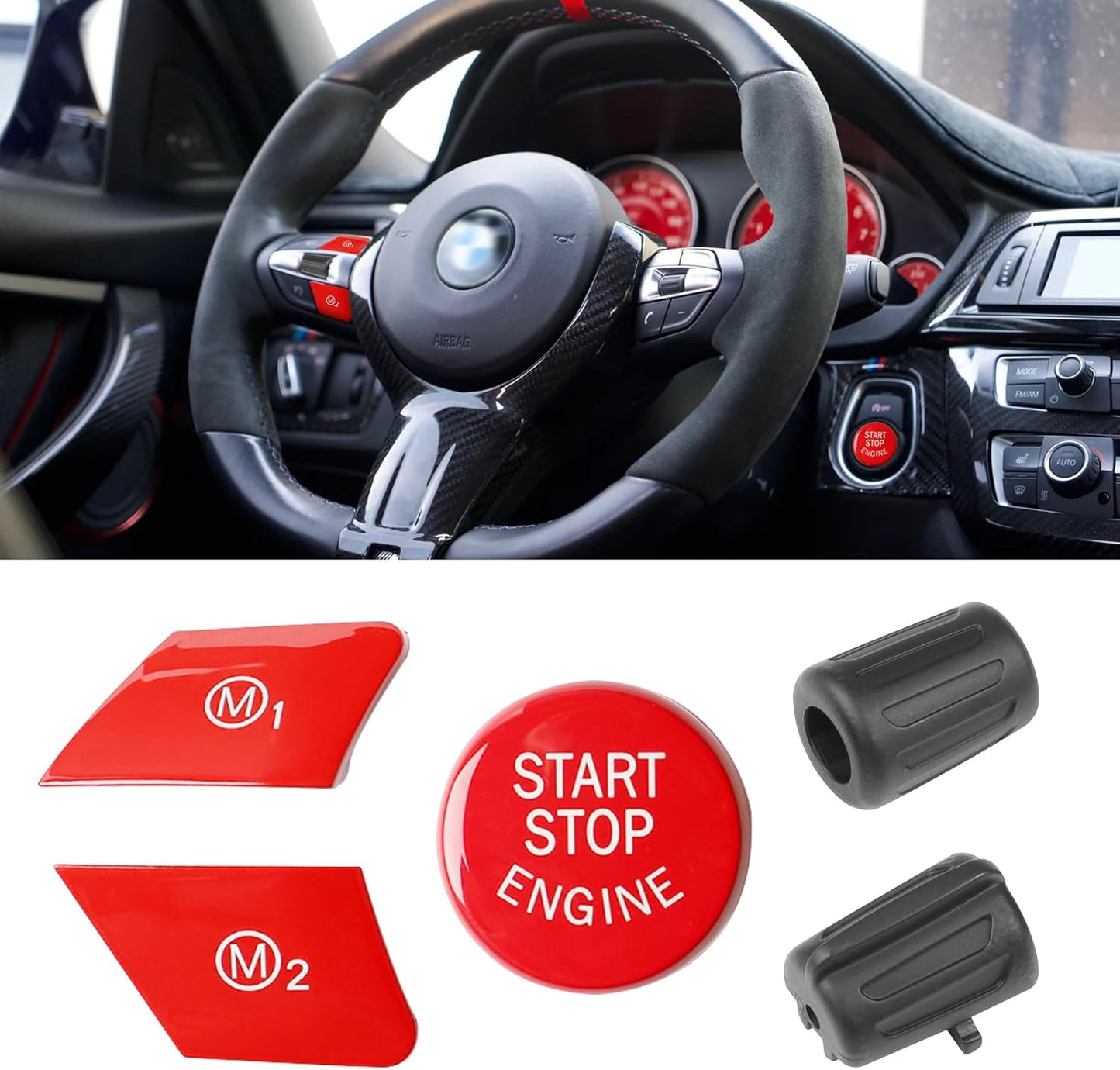 Compatible with BMW Crystal Start Stop Button, Engine Power Ignition Start Stop Button Replacement(Fits: BMW 1 2 3 4 5 6 7 X1 X3 X4 X5 X6,F22 F30 F10 F32 F01 F15 G01 G30 G31 G11 G12)