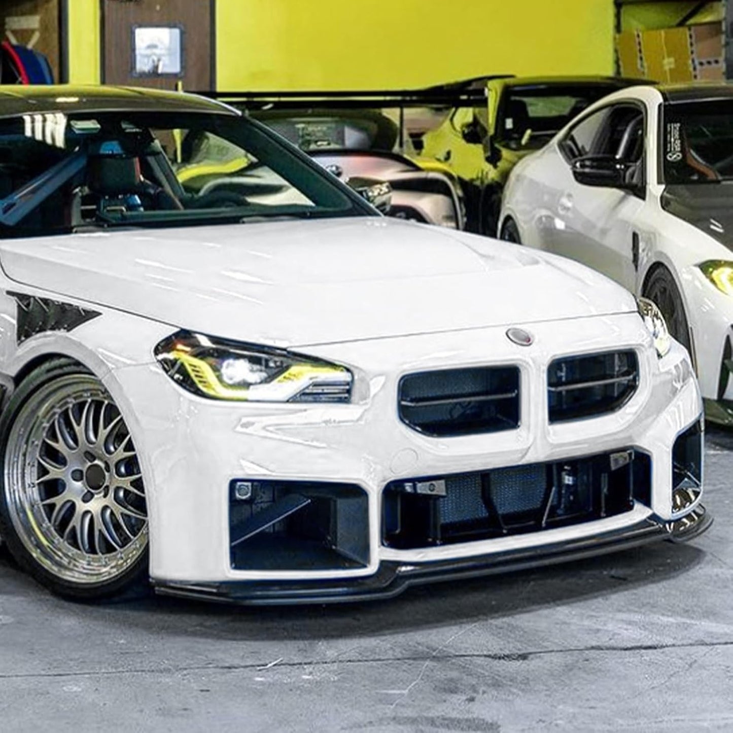 Car Front Bumper Spoiler Lip Kit for BMW 2 Series M2 G87 2023-2024 Gloss Black Carbon Fiber Look