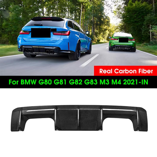 Real Dry Carbon Fiber Car Styling Rear Bumper Lip Diffuser Guard Spoiler for BMW M3 M4 G80 G82 G83 Sedan Coupe Convertible