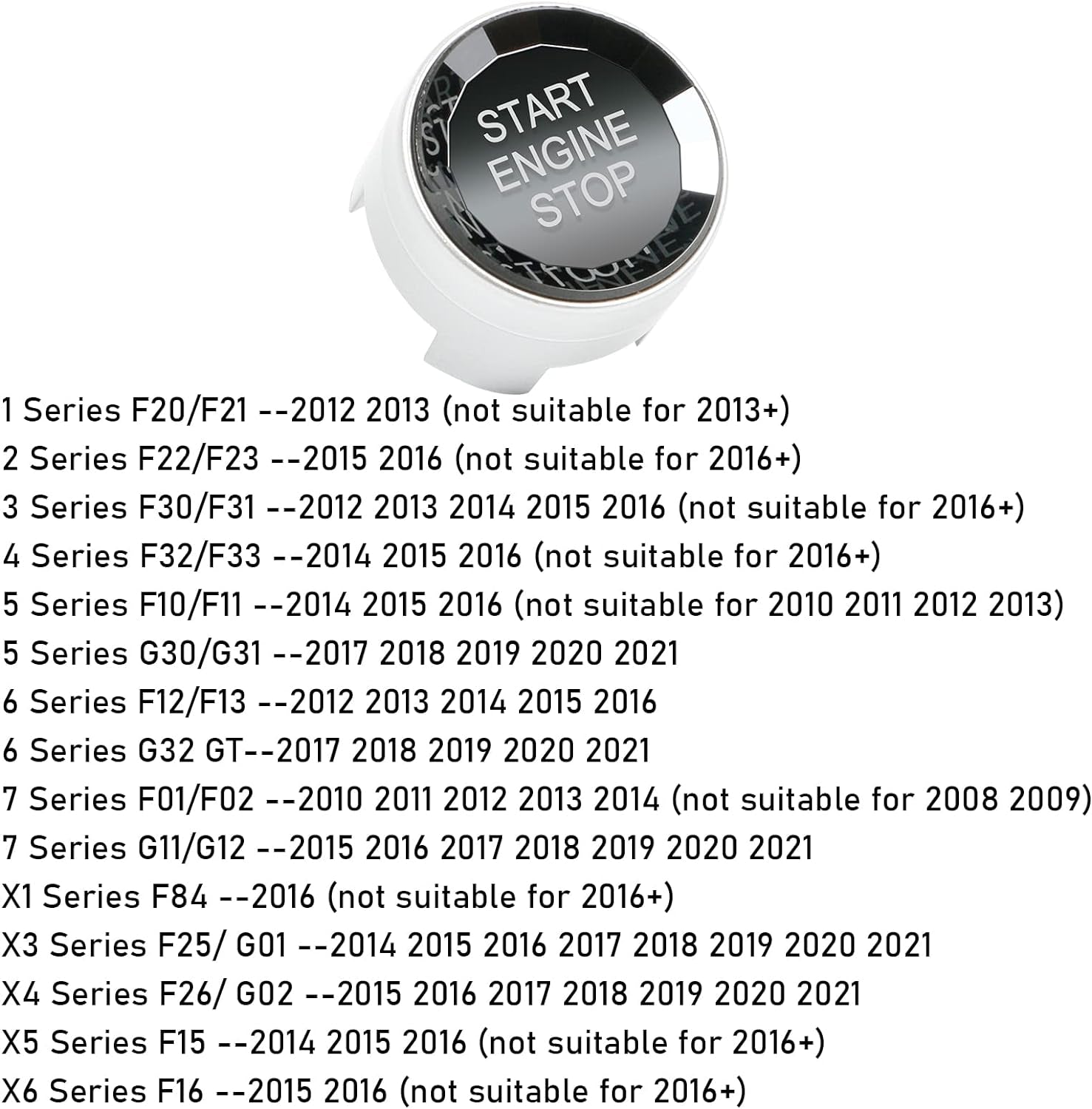 Compatible with BMW Crystal Start Stop Button, Engine Power Ignition Start Stop Button Replacement(Fits: BMW 1 2 3 4 5 6 7 X1 X3 X4 X5 X6,F22 F30 F10 F32 F01 F15 G01 G30 G31 G11 G12)
