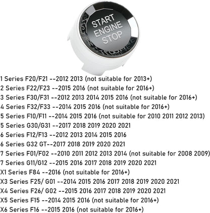 Compatible with BMW Crystal Start Stop Button, Engine Power Ignition Start Stop Button Replacement(Fits: BMW 1 2 3 4 5 6 7 X1 X3 X4 X5 X6,F22 F30 F10 F32 F01 F15 G01 G30 G31 G11 G12)