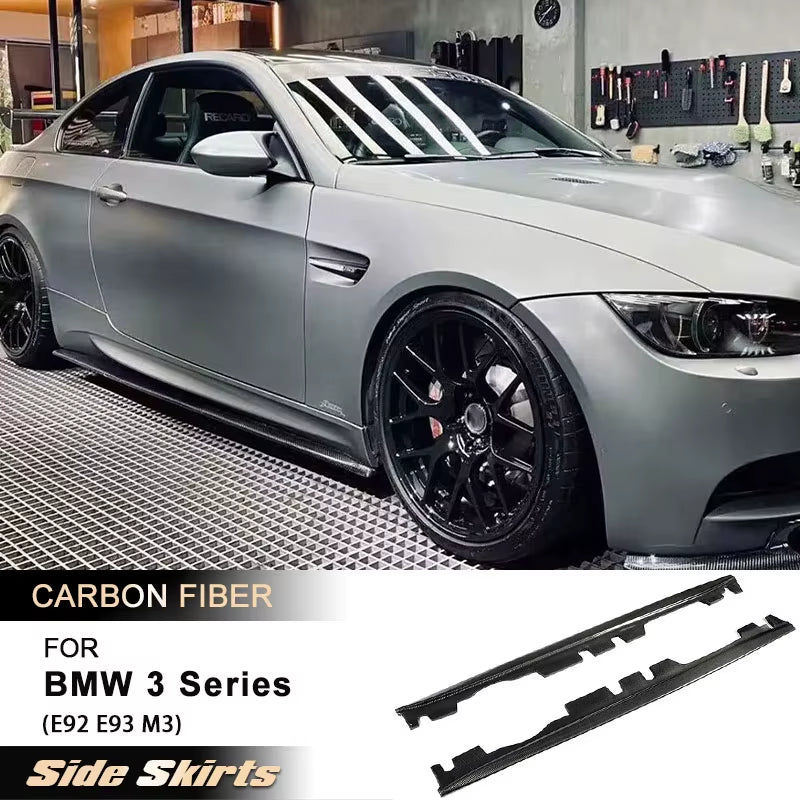 Carbon Fiber Car Side Skirts Extensions for BMW 3 Series E92 E93 M3 2008-2013 Side Door Bumper Apron Lip Spoiler Guard Body Kits