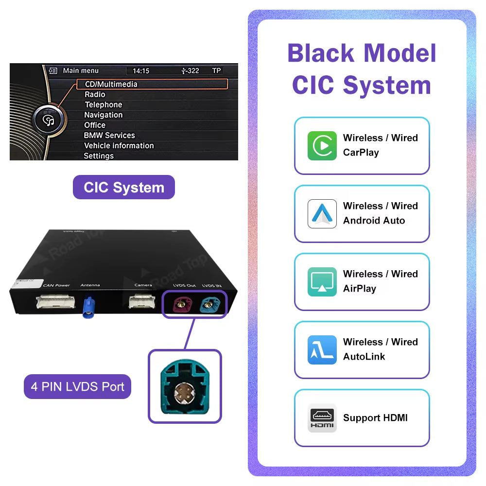 Wireless Carplay for BMW 3 Series E90 E91 E92 E93 5 Series E60 E61 2008-2013 Android Auto Carplay Mirror Link Airplay Car Play