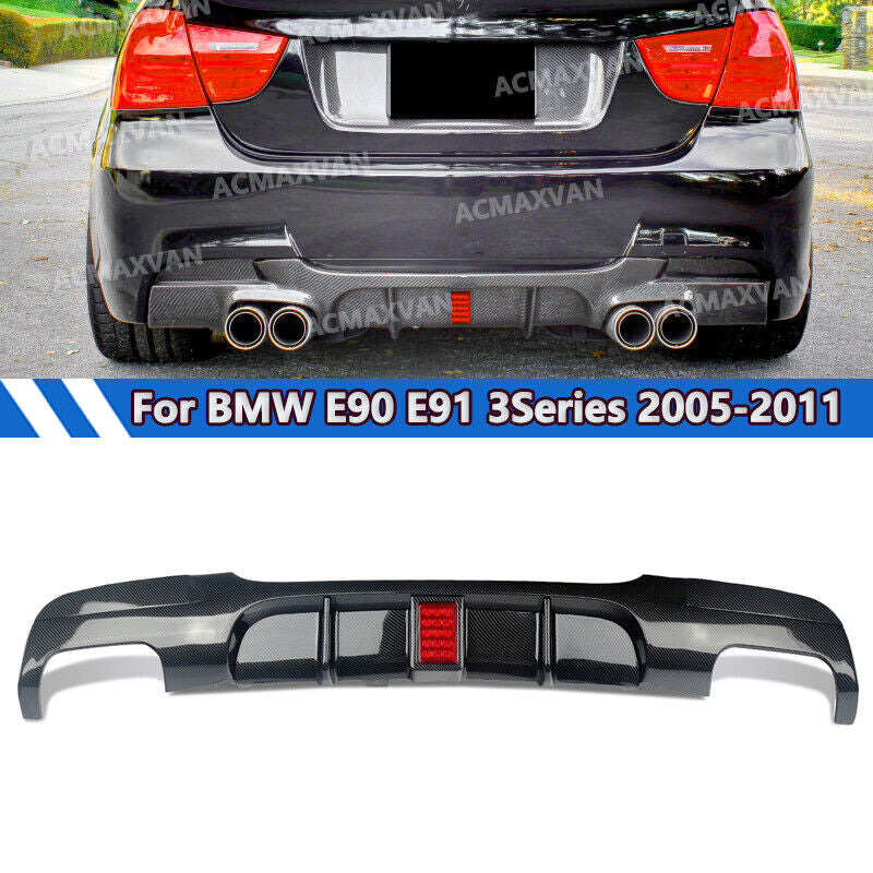 F1 Style for BMW E90 E91 M Sport Bumper Rear Bumper Diffuser Carbon Fiber Look
