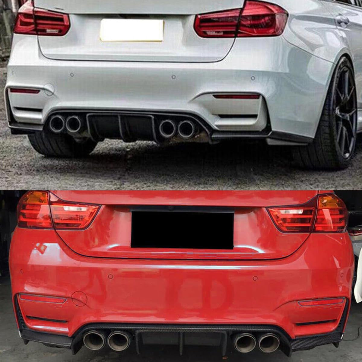 Rear Lip Bumper Diffuser Rear Diffuser Compatible with BMW F80 M3 & F82 F83 M4 2015-2020 Rear Bumper Lip Splitter (Carbon Fiber Look)